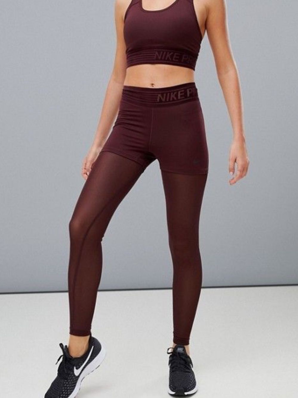 Nike ProTraining Dri Fit Deluxe Mesh Leggings Womens XS Burgundy
